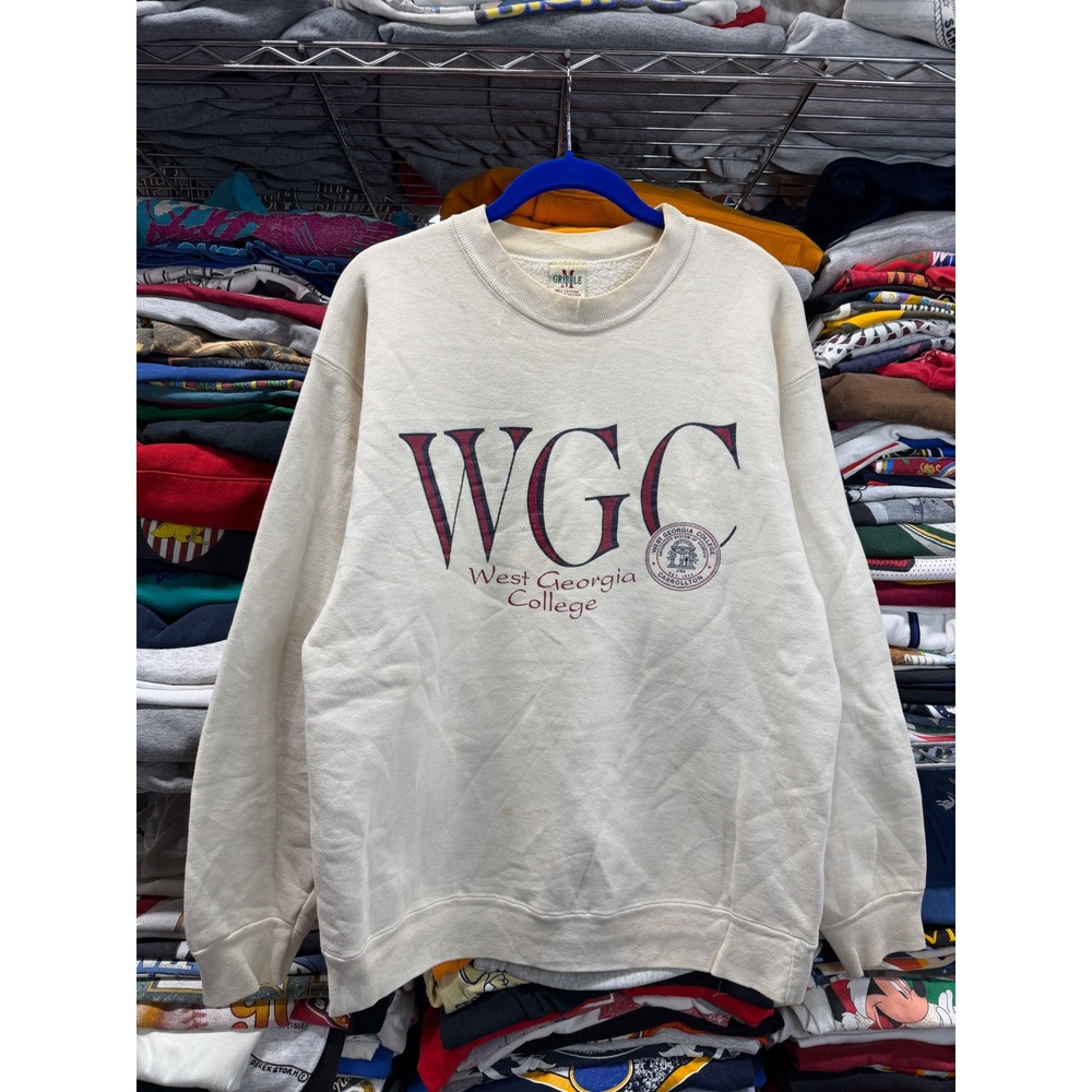Vintage 90s  West Georgia College Sweatshirt Mens Large Cream WGC USA Made